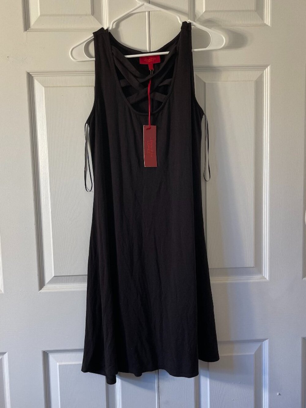 NWT Jennifer Lopez S Black Strappy Cage Neck Midi Dress